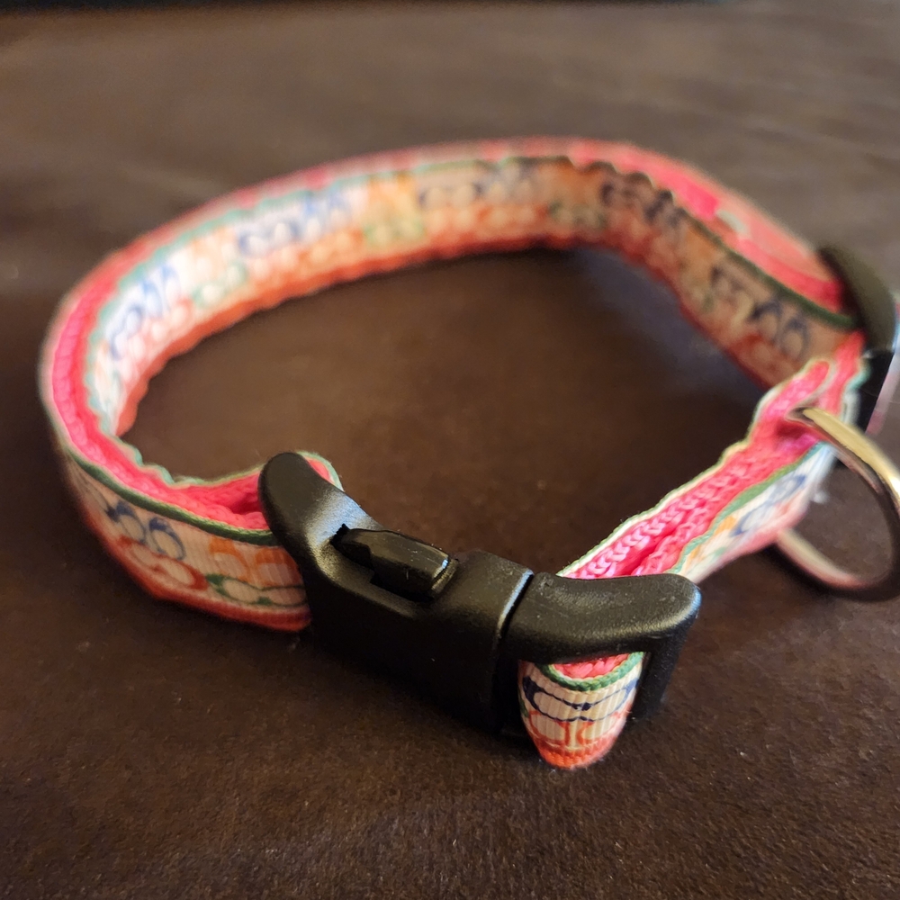 Colorful COACH Dog Collar with Black Buckle